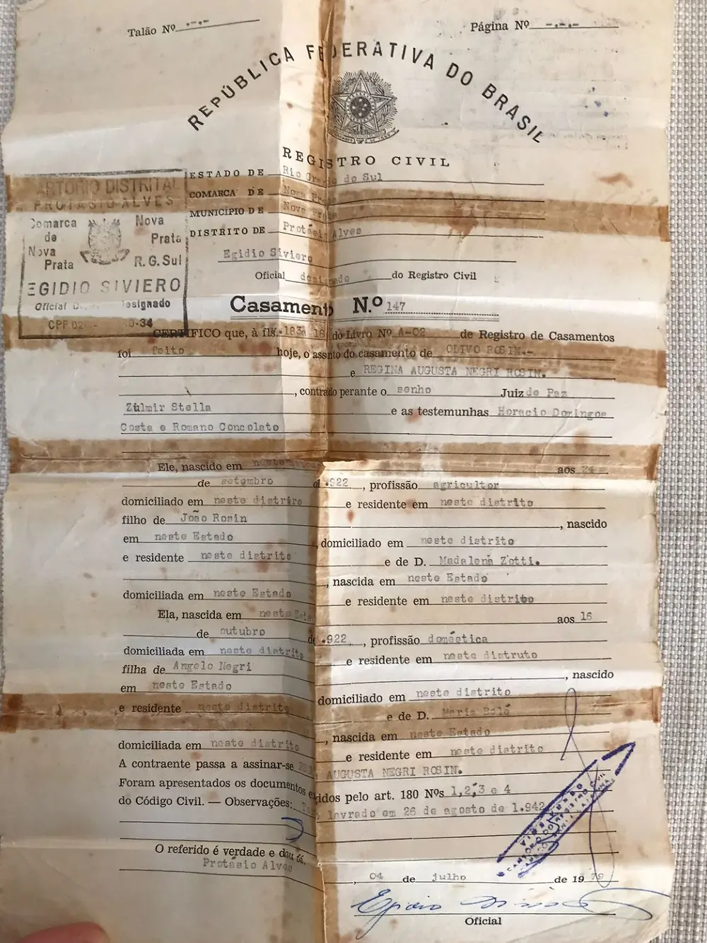 Certidão histórica
