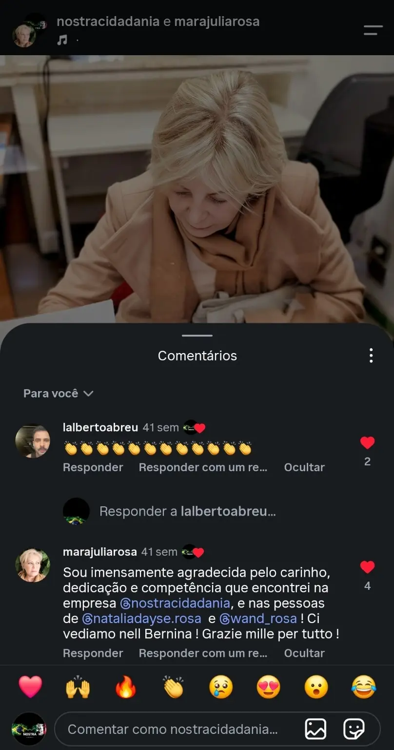 Depoimento sobre carinho, dedicação e competência