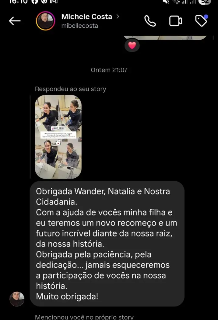 Depoimento sobre a conquista da cidadania